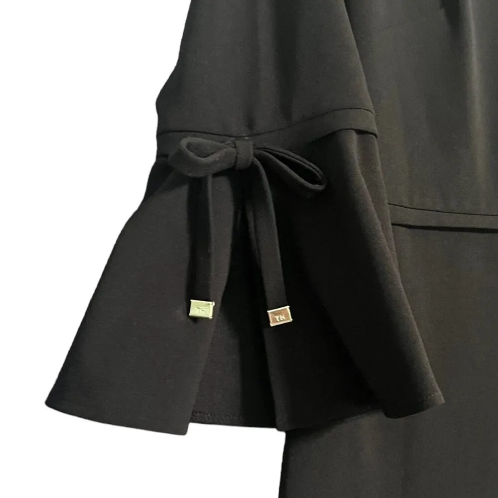 Tommy Hilfiger Black Dress Womens Size 12 Bell Sleeve Scuba Crepe Classy Simple - Image 4