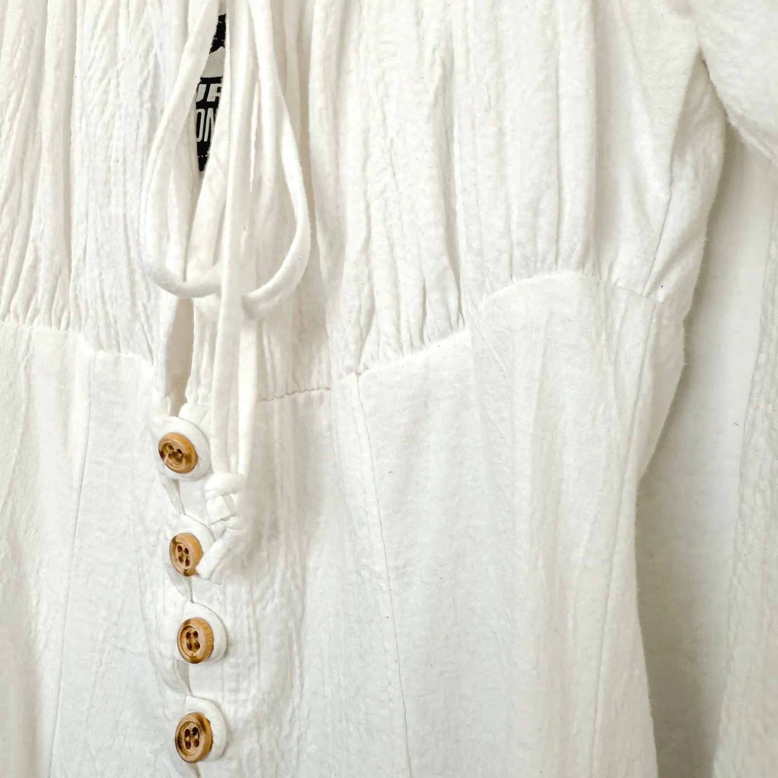 Up Front Womens Milkmaid Top Size‎ L White Peasant Boho Cottage Babydoll Fairy Size L - Image 5