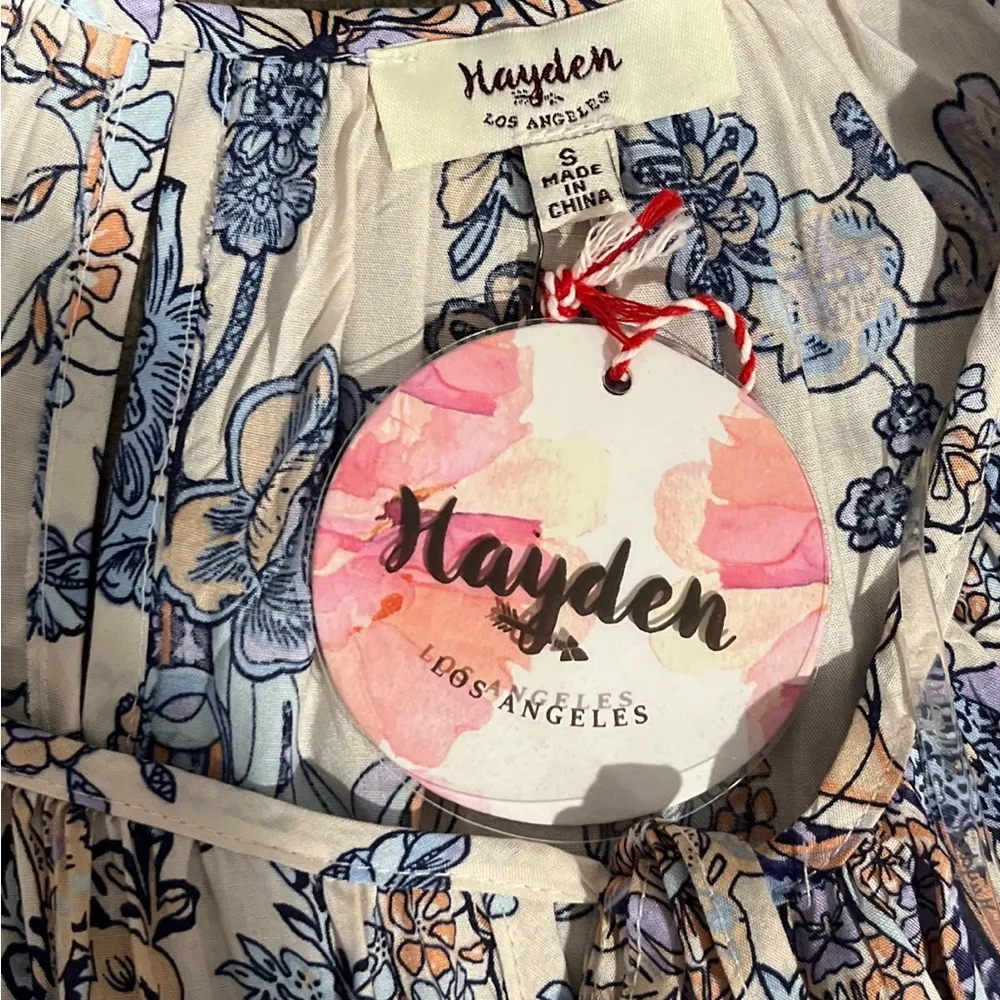 NWT Hayden LA Mixed Floral Bohemian Tiered Ruffle Bell Sleeves Oversized Dress S - Image 10