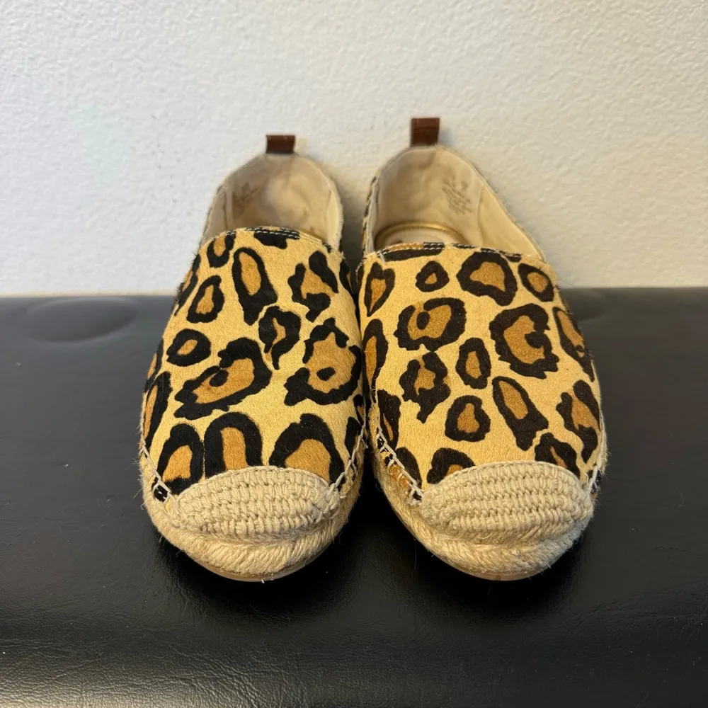 Shoes Womens 7,5 Brown Khloe Leather Espadrille Flats Leopard Print - Image 2