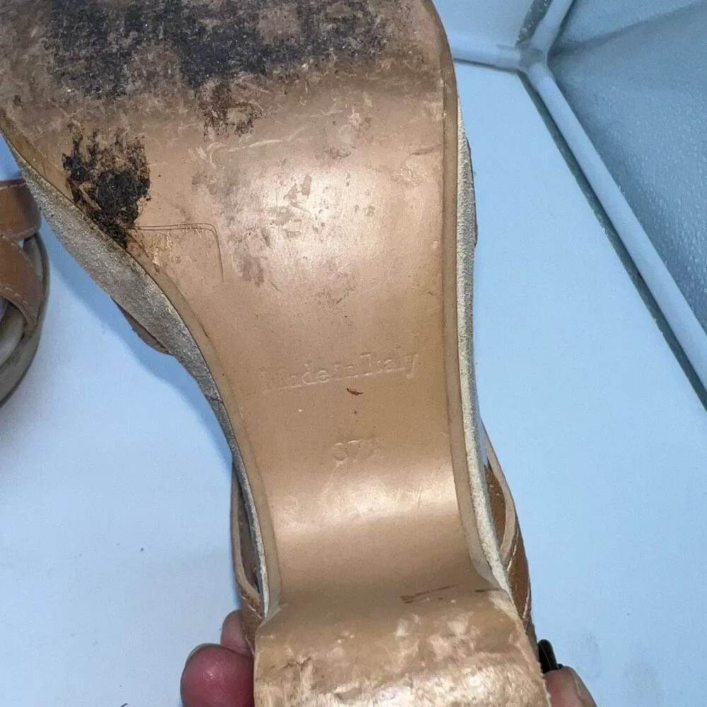 CAREL Paris Camel‎ Suede Platform Sandals EUR Size 37.5 US 7 Tan - Image 7