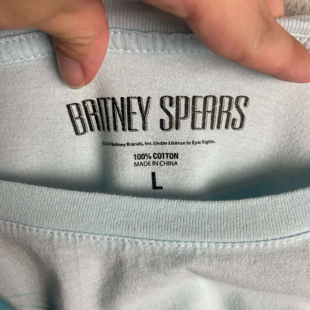 Britney Spears Band Tee Size Large Blue Graphic T Shirt Y2K Oversized Cotton - Image 3