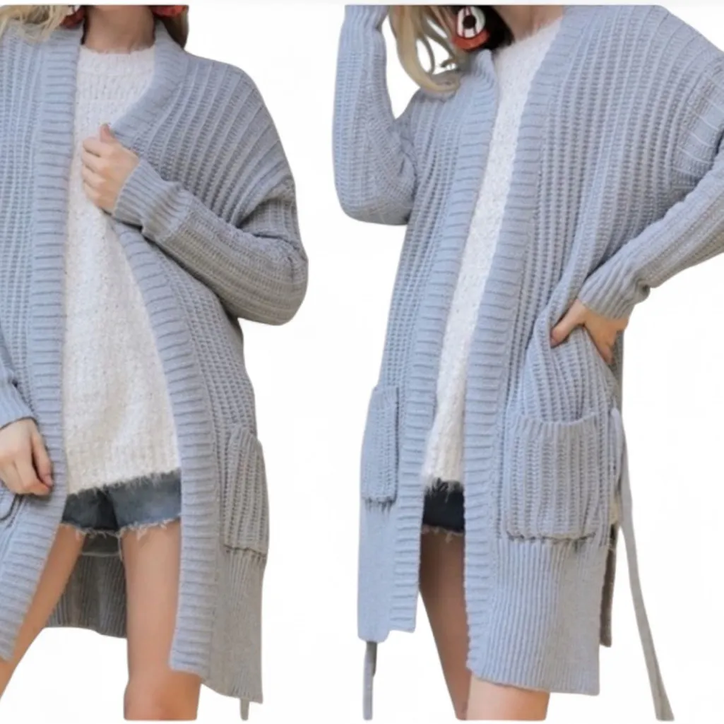 Side Lacing Thick Cardigan Sweater‎ - Image 5