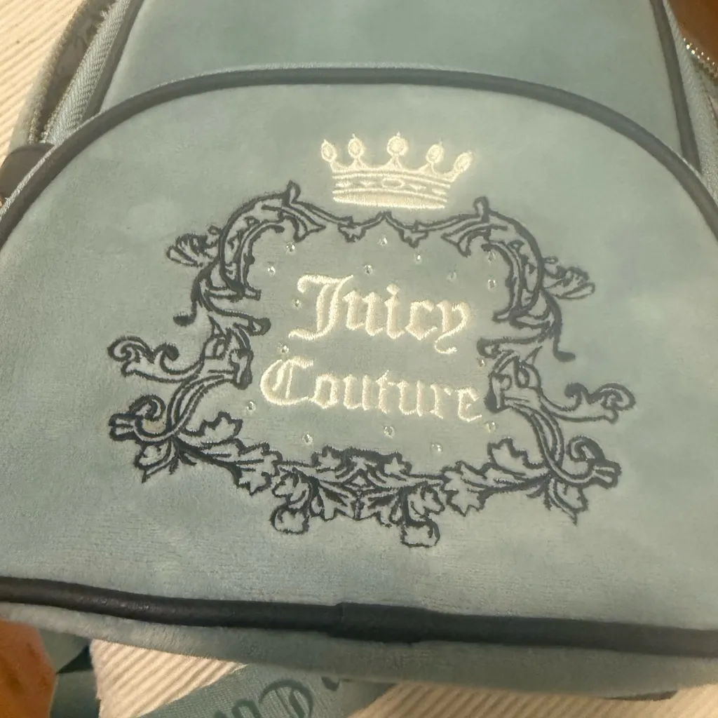 Juicy Couture Teal Velvet Mini Backpack – Y2K Black Label, Gold Hardware - Image 7