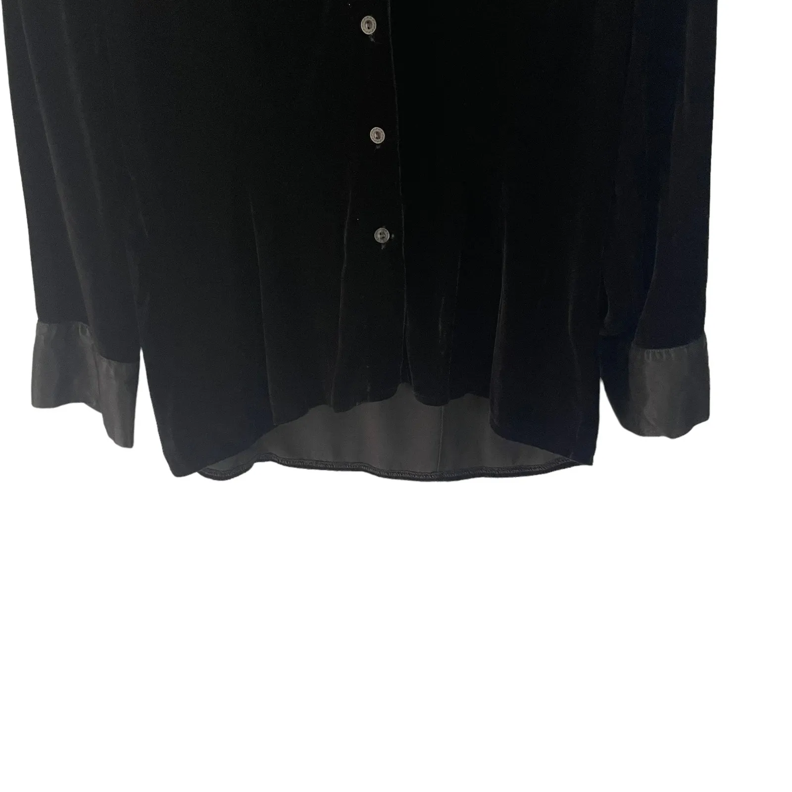 Tianello Size XS Velvet Black Whimsygoth Grunge Collared Button Up‎ Blouse - Image 3