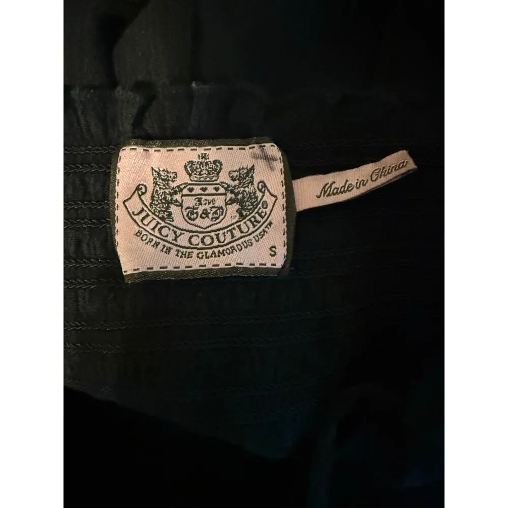 JUICY COUTURE Smocked Sleeveless Tie Dress Women’s S Black Ruffled Button Y2K - Image 5