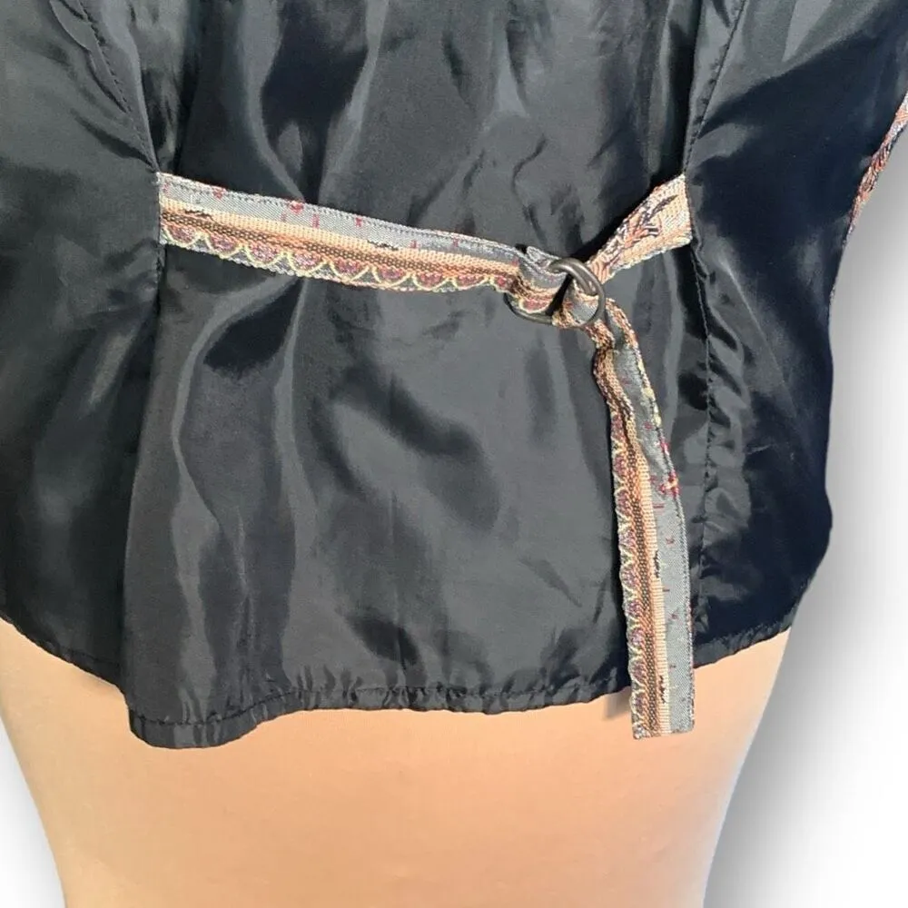 Vintage 80s Vest Autumn Leaves Tapestry Tailored Vneck Suit Waistcoat Tan Large - Image 4