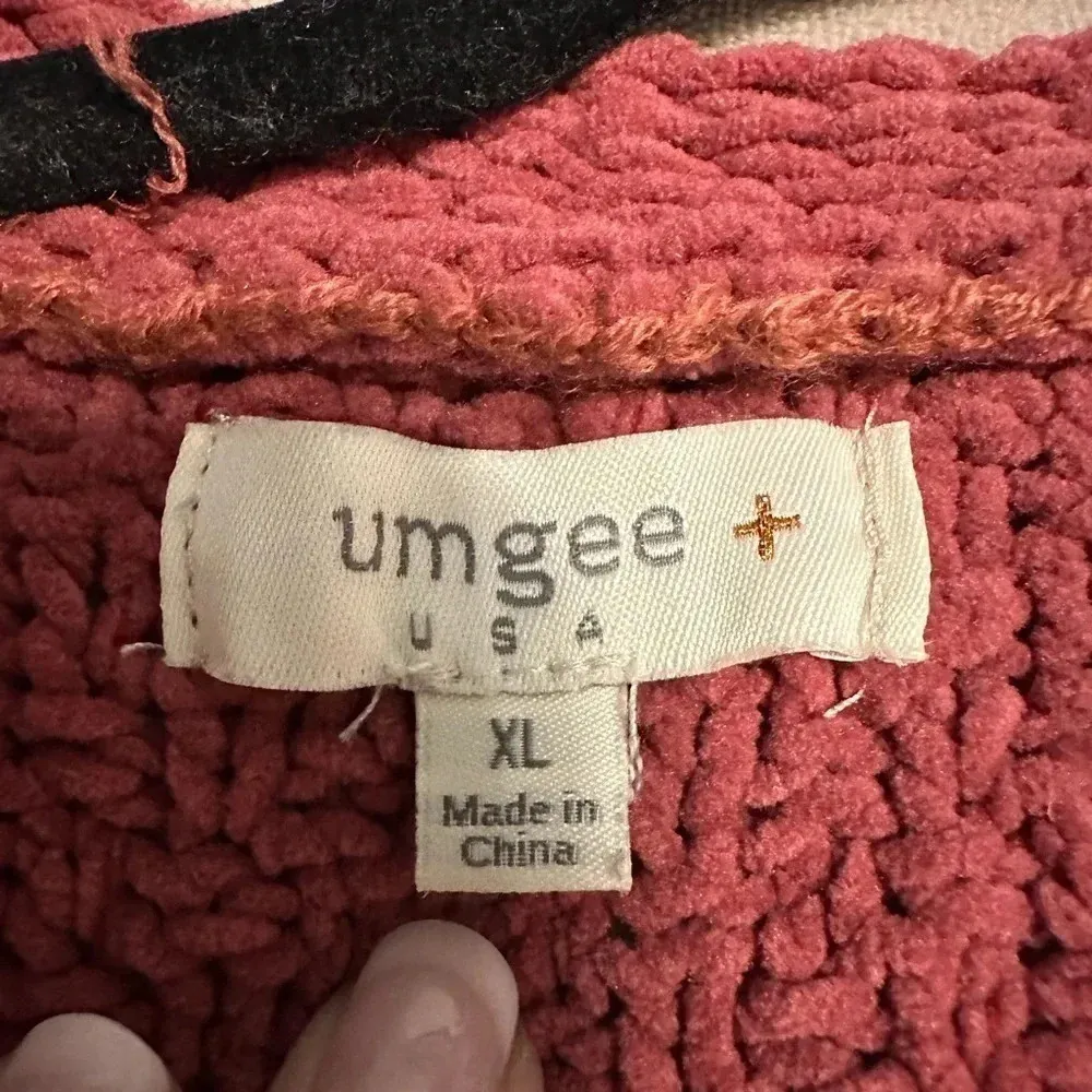 Umgee Chenille Cardigan Size XL Mauve Cozy Soft Warm Sweater Grandpa - Image 3