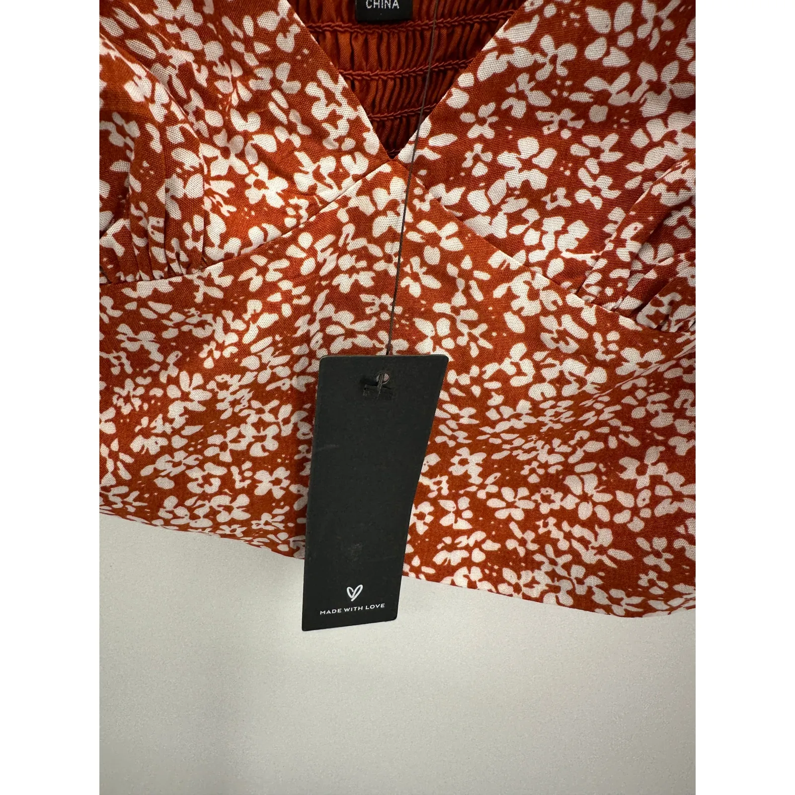 Lulus Crop Top Women Large NWT Summer Romance Rust Brown Microfloral Tank Top - Image 7