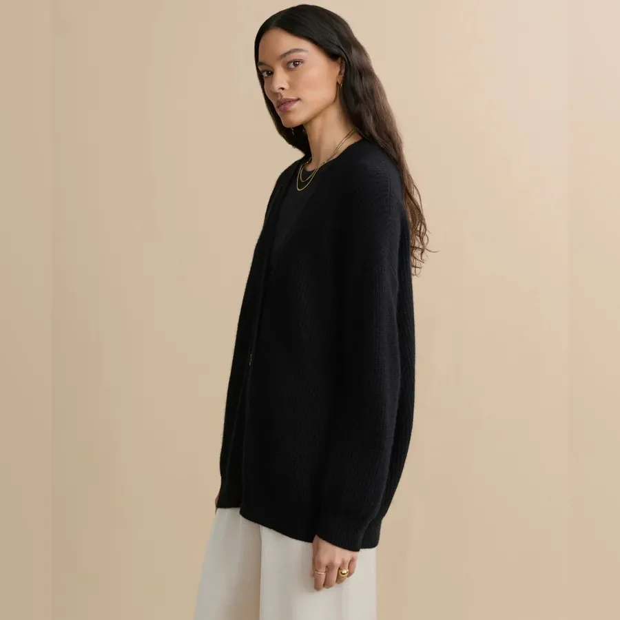 Jenni Kayne Cashmere Cocoon Cardigan in Black, Size Small - Image 3