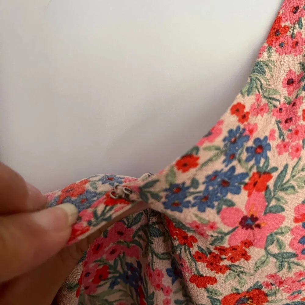 AMERICAN EAGLE Floral Shorts Women Romper Sz Small Open Tie Viscose Cottage Core - Image 13