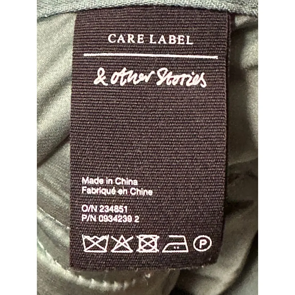 & Other Stories Women's Size 4 Green Casual Pants Belted Waist EUC - Image 3