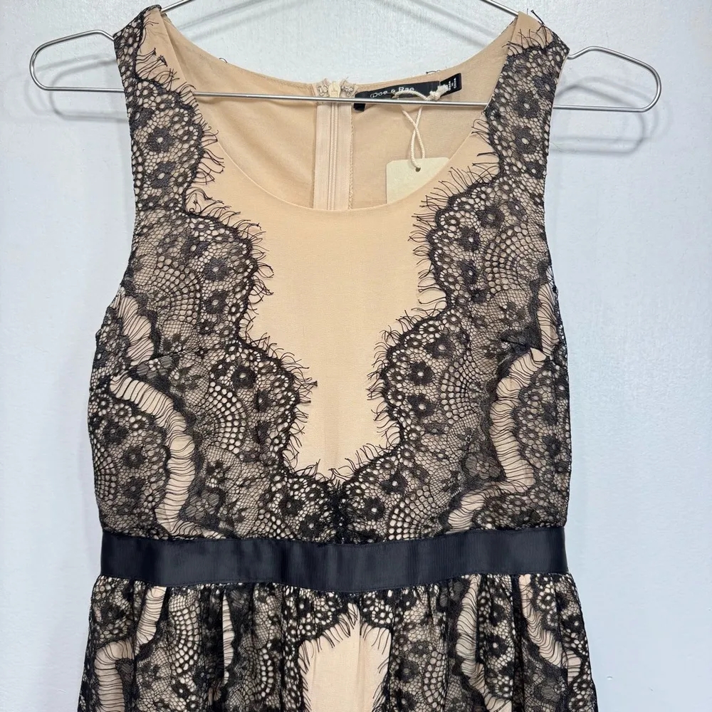 Beige Semi Sheer Dress with Black Eyelet Fringe Trim Doe & Rae Whimsigoth Fairy - Image 9