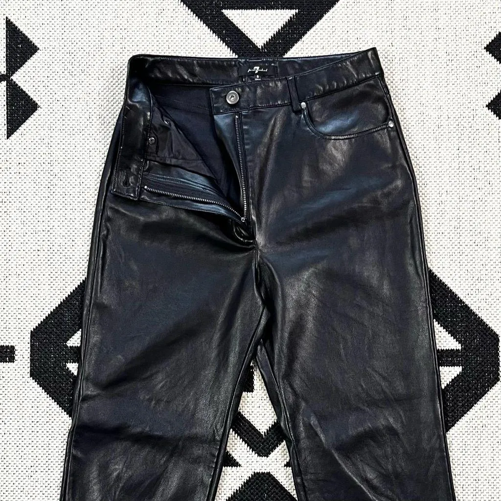7 For All Mankind Logan Stovepipe Black Faux Leather Pants Small - Image 11