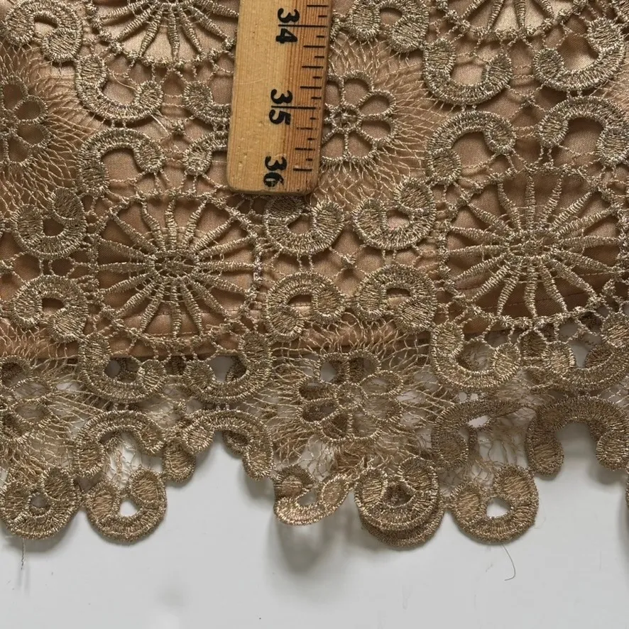 Sue Wong Nocturne Gold Lace Sheath Dress Sz 10 Cocktail Flapper‎ 1920s y2k - Image 8