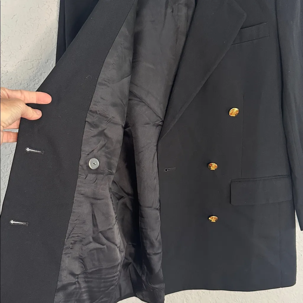Vintage Austin Reed Black Blazer Gold Buttons Women’s Size 6 Nautical Preppy - Image 9