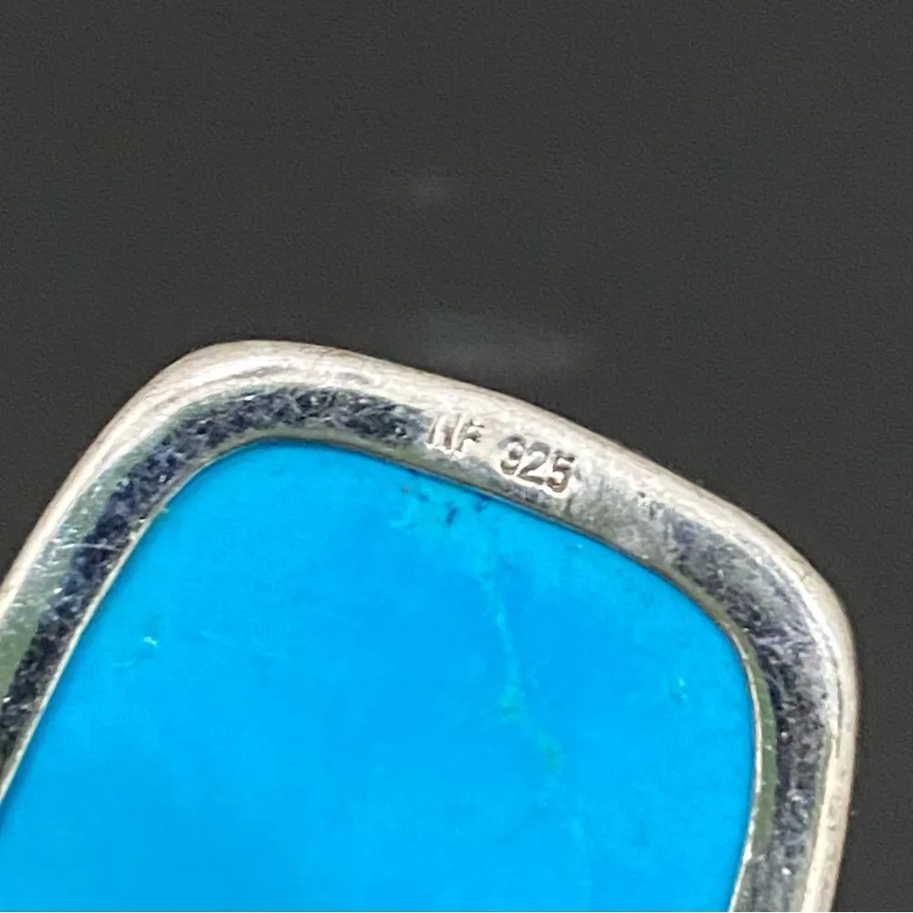 NF 925 Sterling Silver Faceted Pendant Black Rubber Cord 16” Necklace 16g. Blue - Image 10