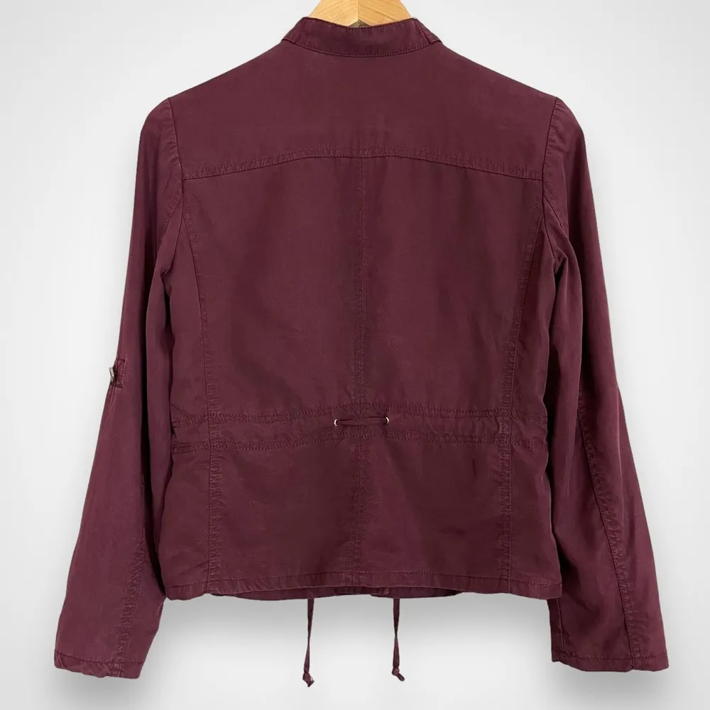 White House Black Market Soft Utility Jacket Lightweight Cabernet Pockets Size 0 - Image 5