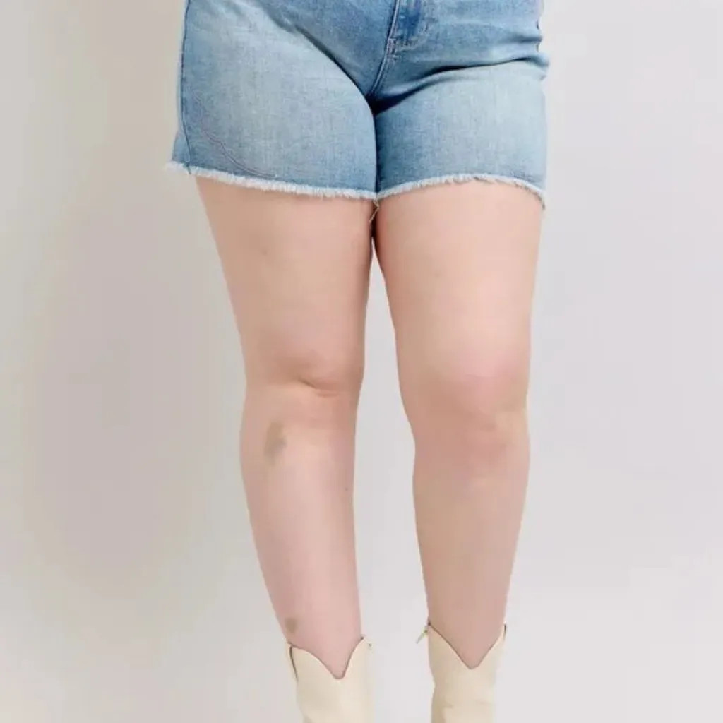 Judy Blue Plus Size High Waist Western Embroidery‎ Detail Cut Off Denim Shorts - Image 2