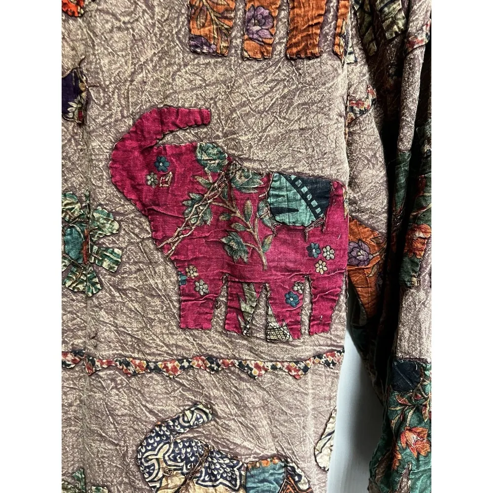 026-004 Vintage Orvis Jacket Womens S Brown Elephant Applique Art To Wear Toggle - Image 8