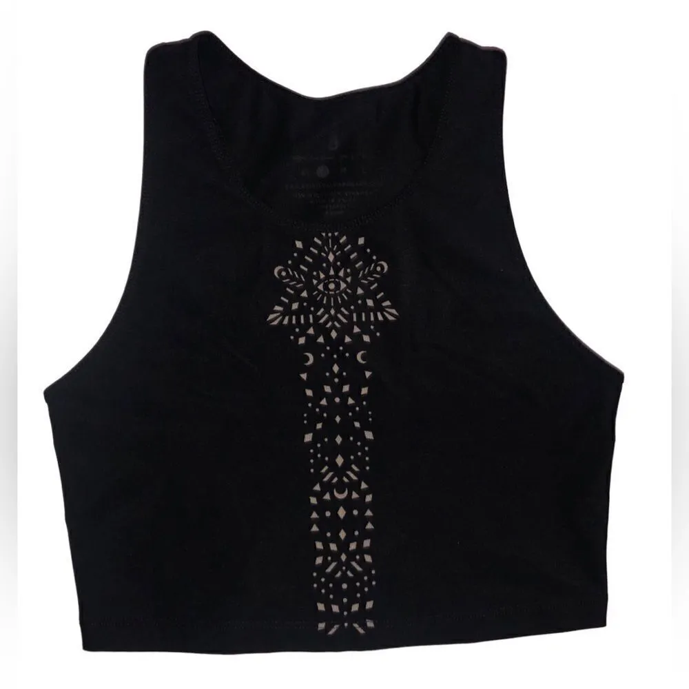 Spiritual gangster third eye laser cutout black active crop Sz xsmall - Image 4