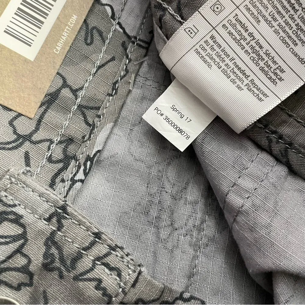 Carhartt Gray Camo Floral El Paso Cotton Cuffed Utility army Shorts womens 6 new - Image 12