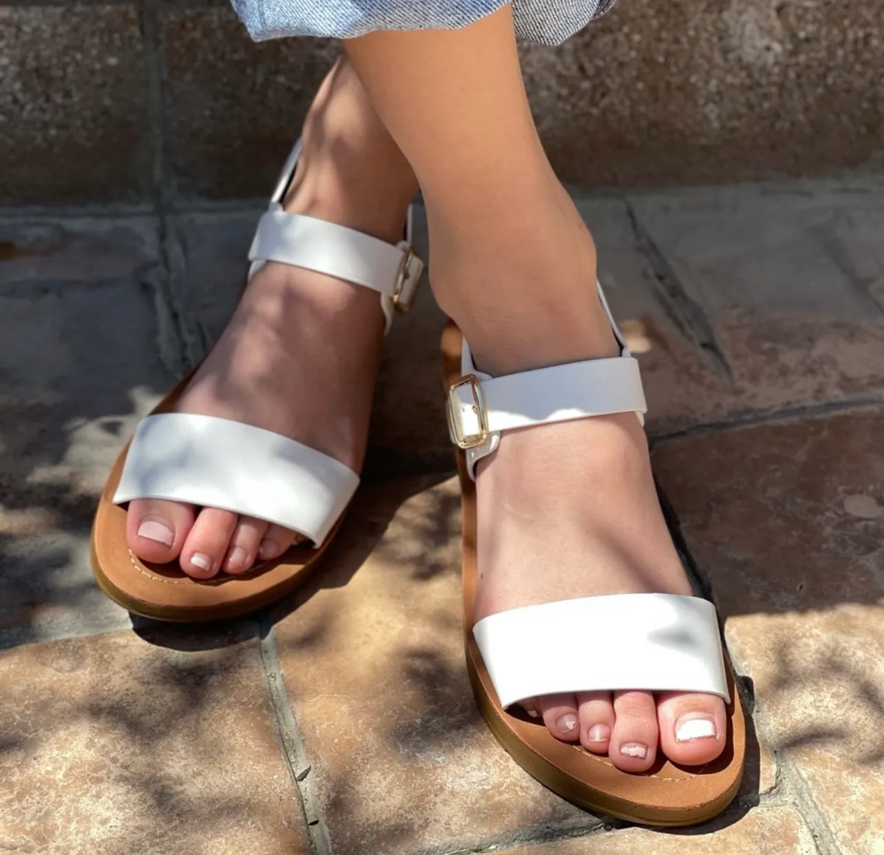 Black Faux Leather Sandal Size 8 - Image 7