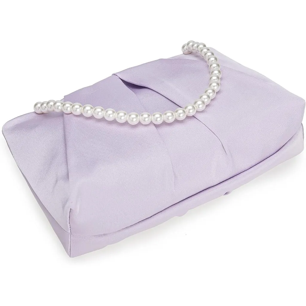 ⚡ Women's Light Purple Formal Pleated Satin Fabric Zipper Closure Clutch Bag - Image 5