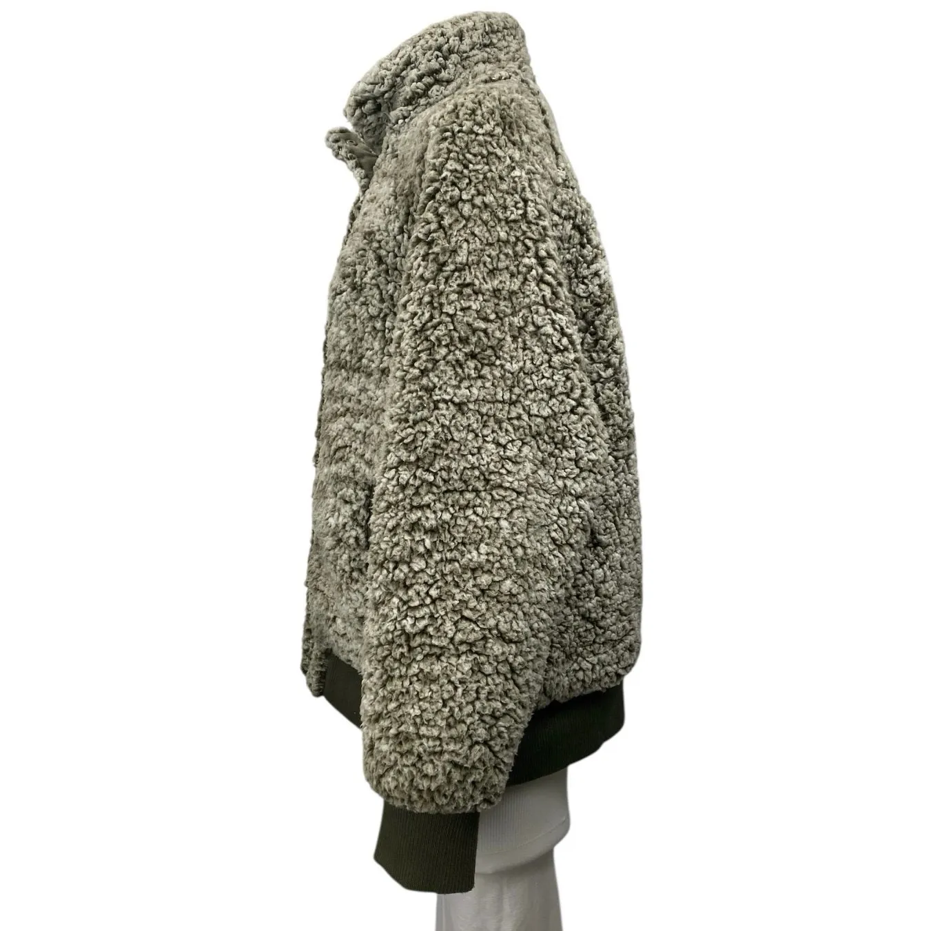 JouJou Women's Green Faux Sherpa Fur Turtleneck Long Sleeve Full Zip Sweater 1X - Image 2