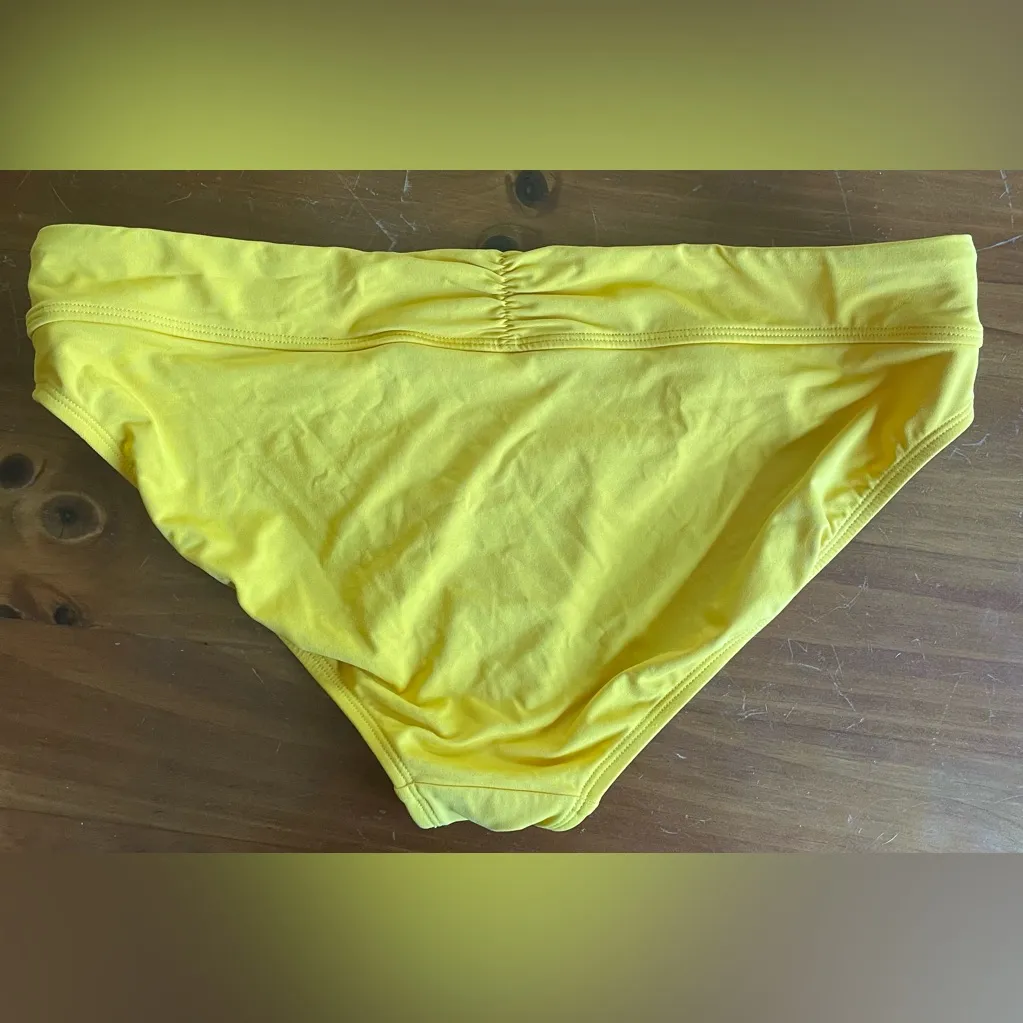 Athleta butter yellow bikini, cheeky ruched bottoms, strappy back top; S / M - Image 5