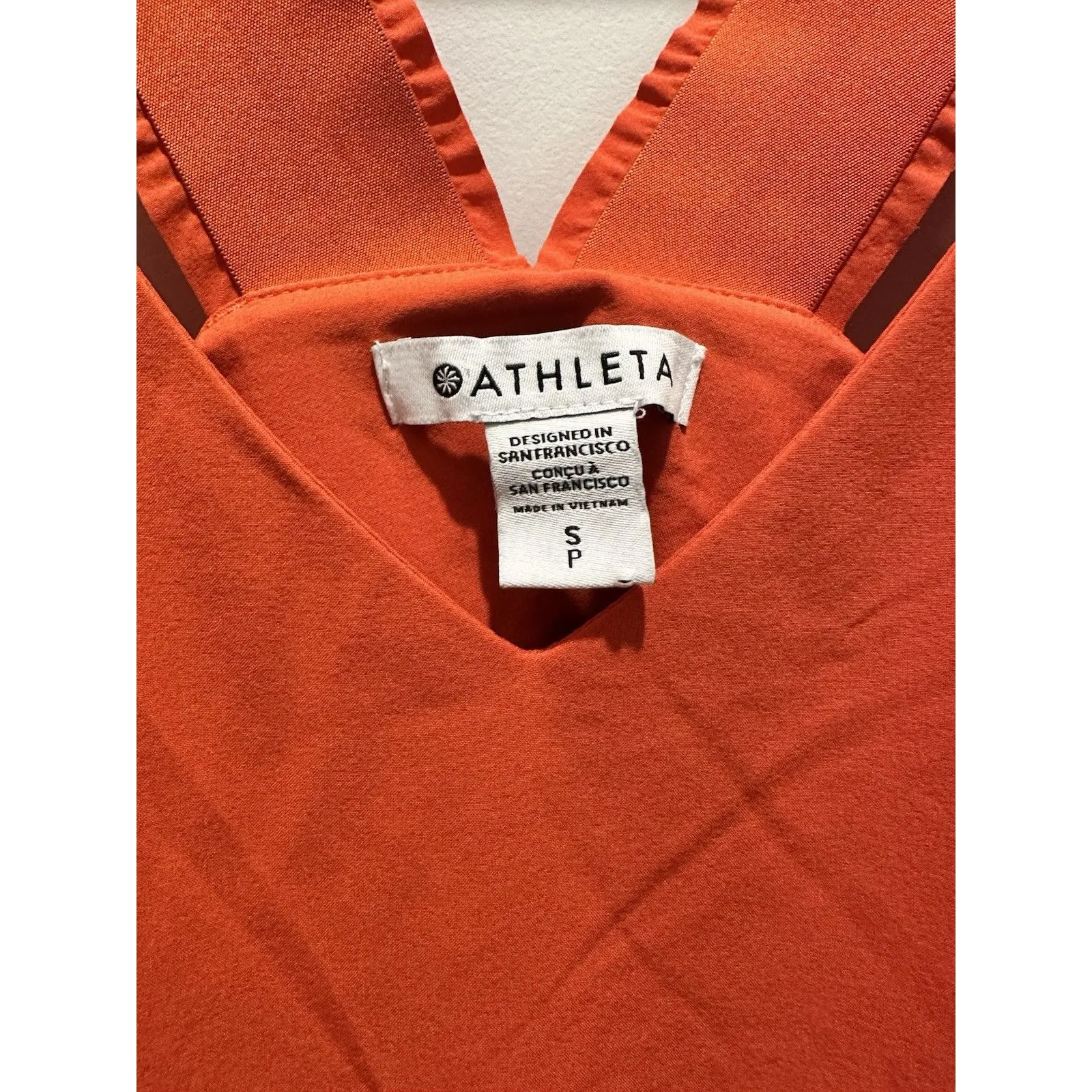 Athleta Savannah Strap Mini Dress Small Orange Vacation Resort V-Neck Pullover - Image 2