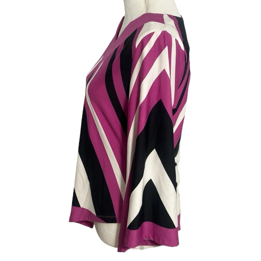 ilu ilu Boutique 90s Retro Purple/Black Stripes Blouse Top NWT Purple - Image 4