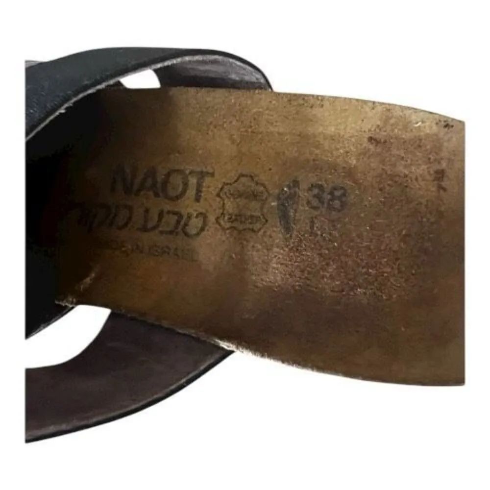 Naot Women Brown Leather Mule Size 7.5 (38 EU Slingback Block Heel Wedge Slip On - Image 10