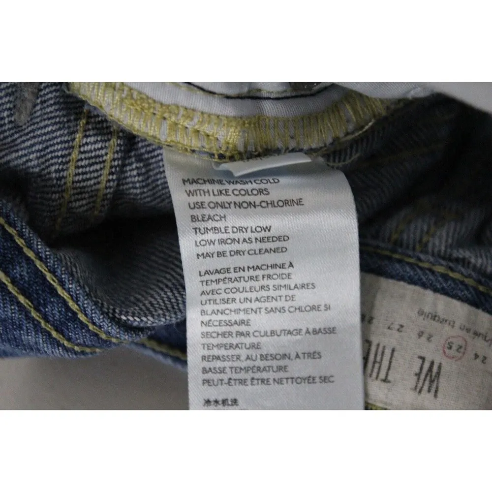 Free People Jeans Womens Medium Wash Blue Distressed Staright Frayed Hem Size 25 - Image 8