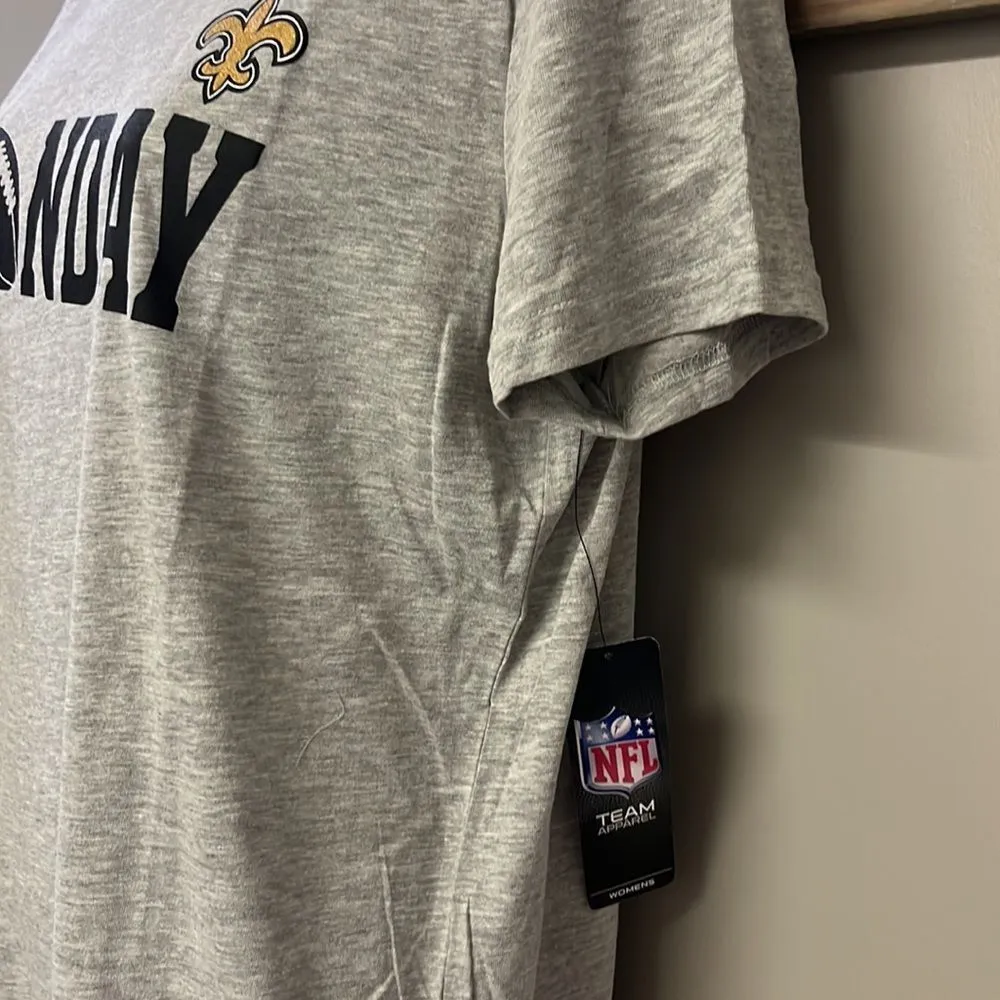 NFL New Orleans Sunday Football Women’s Short Sleeve Heather Gray T-Shirt-Large - Image 3