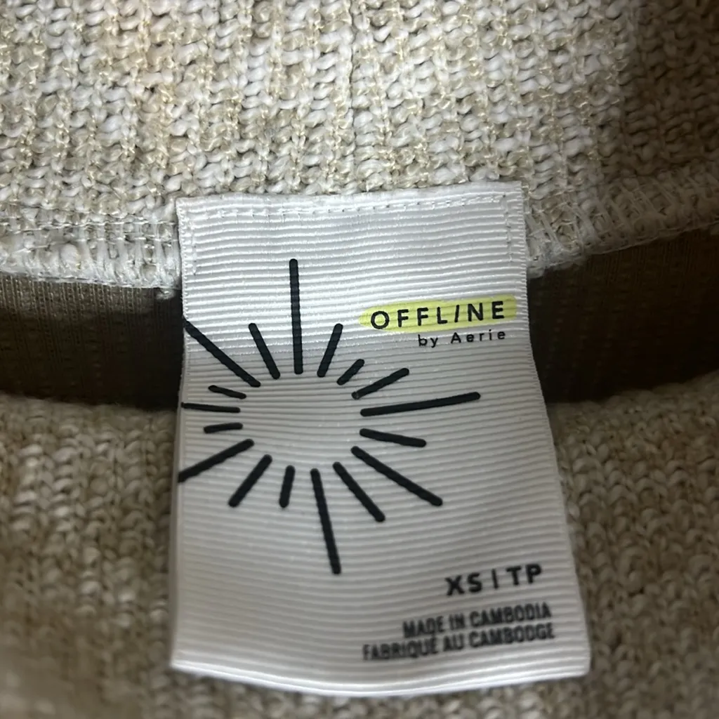 Offline Aerie Mockneck Snowday Oat Tan Cream Yoga Sweatshirt Crop Oversize XS-M - Image 5