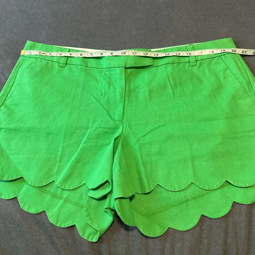 Re-Imagined By J Crew Green Bright Scalloped Shorts Preppy - Image 2