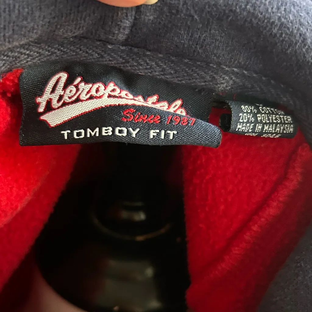 Red  Vintage Hoodie Tomboy cut Sz Lrg “varsity division champs 1987” - Image 2