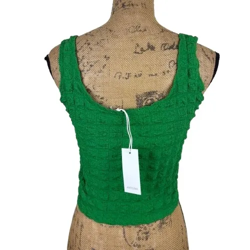 NWT Antistar Popcorn Textured Crop Tank‎ Top Kelly Green Bubble Size Medium - Image 2