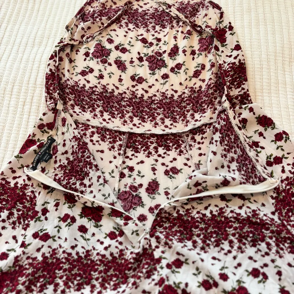 Brandy Melville Red Rose Kirsten Dress Open Back Criss Cross Straps One Size - Image 4