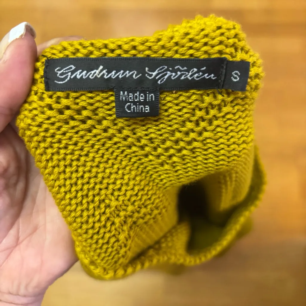 Gudrun Sjoden Fisherman Lagenlook Coastal Grandma Organic Cotton Sweater S Gold - Image 5