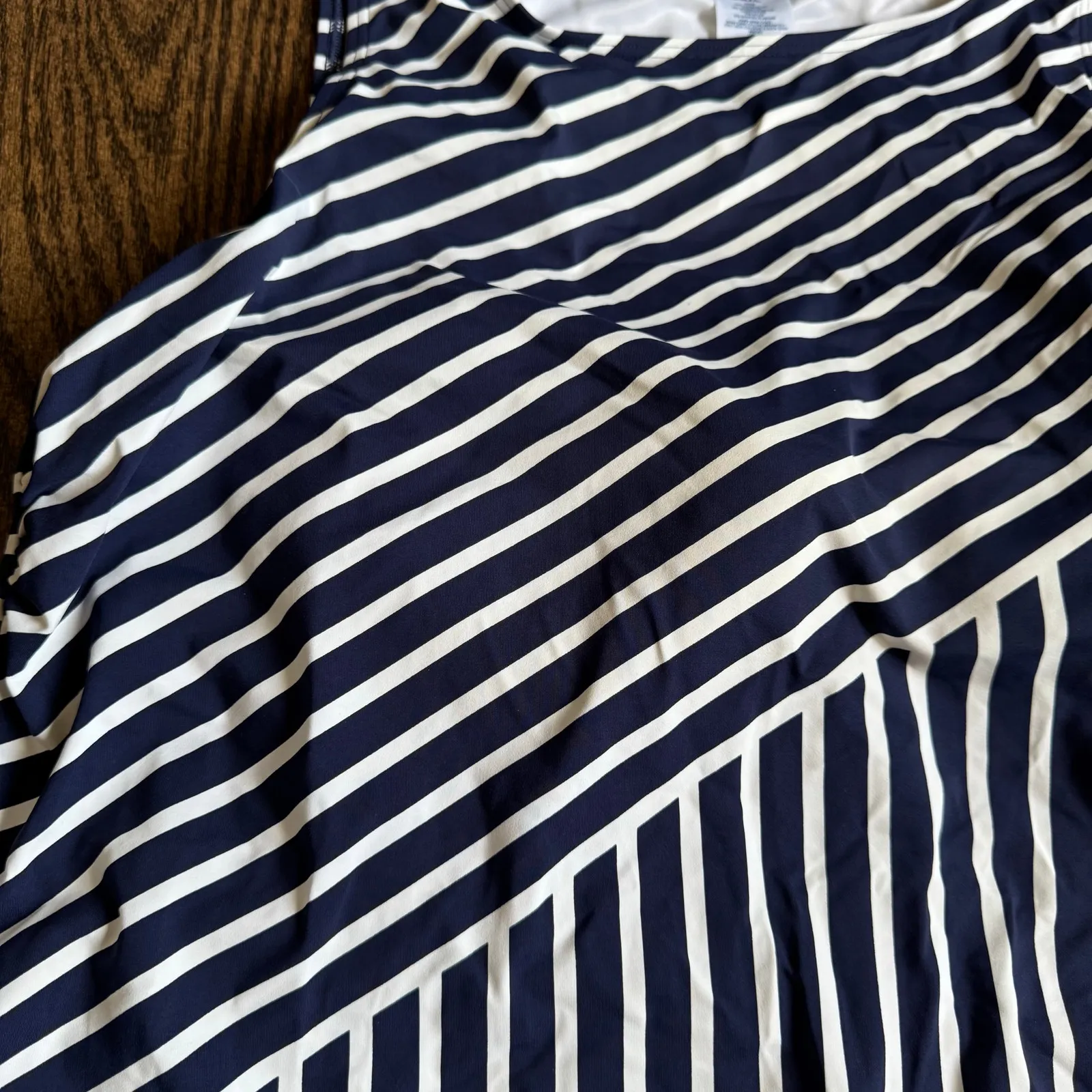 Lands End Womens Navy Blue White Striped Tankini Swim Suit Top Plus Size 22W - Image 3