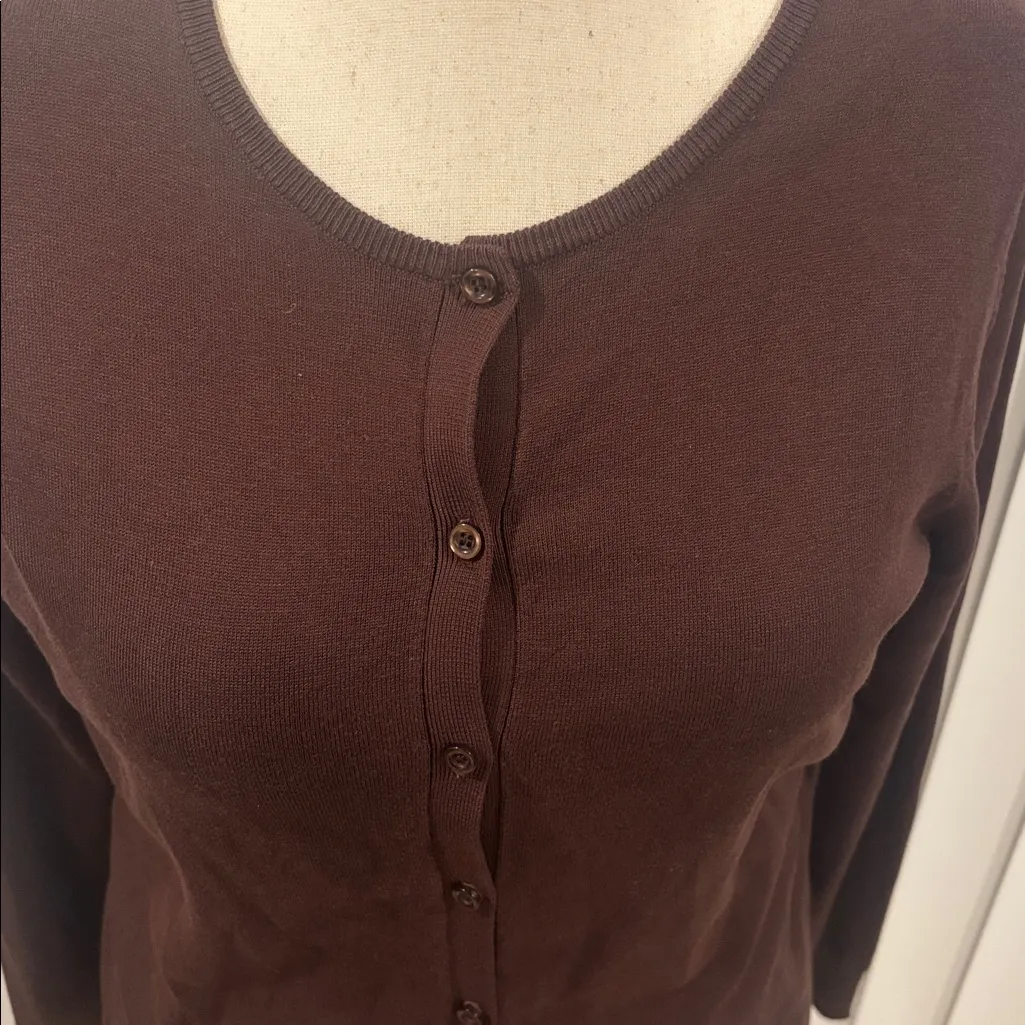 August silk silk blend chocolate brown sweater size medium - Image 3