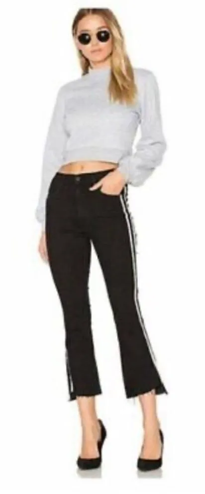 Mother Insider Crop Step Fray Jeans in Guilty Racer Womens Black Size 25 - Image 1