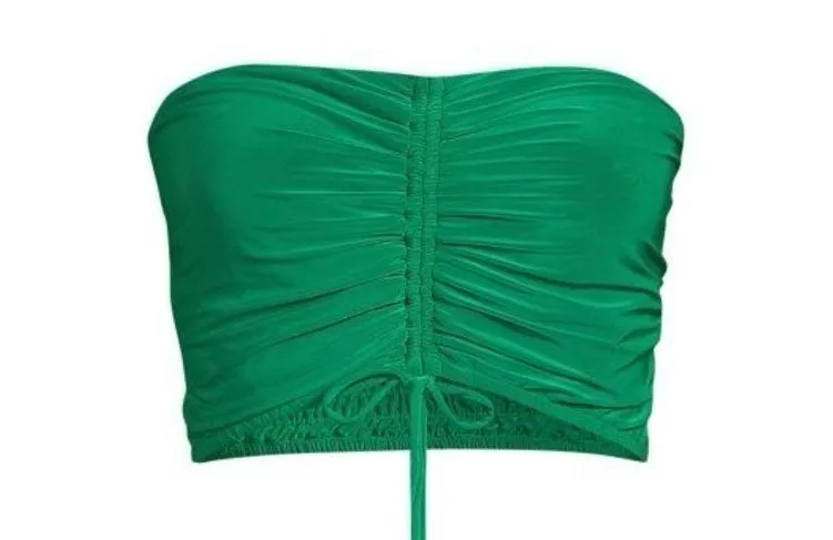 NWT Misa Los Angeles Thera Bandeau Ruched Crop Top Kelly Green, Sz Large - Image 3