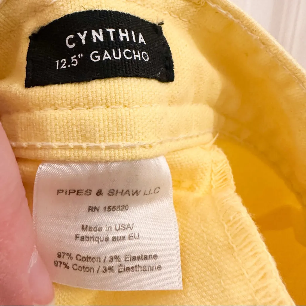 Veronica Beard Cynthia Gaucho CROP WIDE LEG JEANS Denim 12.5” Yellow sz 24 - Image 13