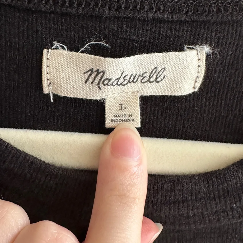 Madewell Highneck Black Tank Top, Casual Basic Layering Tank, Size Large - Image 9