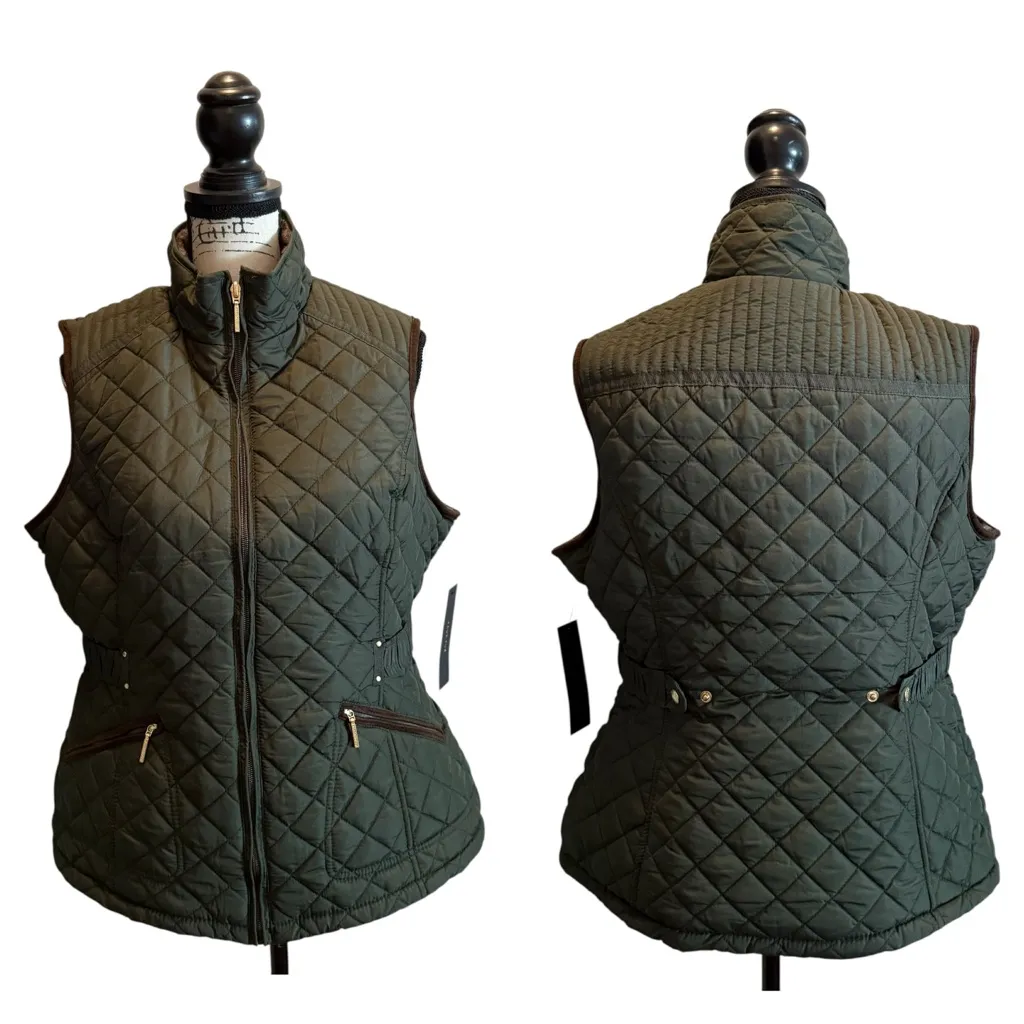 Weatherproof Quilted Faux Fur Ultra Soft Puffer Vest Green Size Large NWT Cozy - Image 11