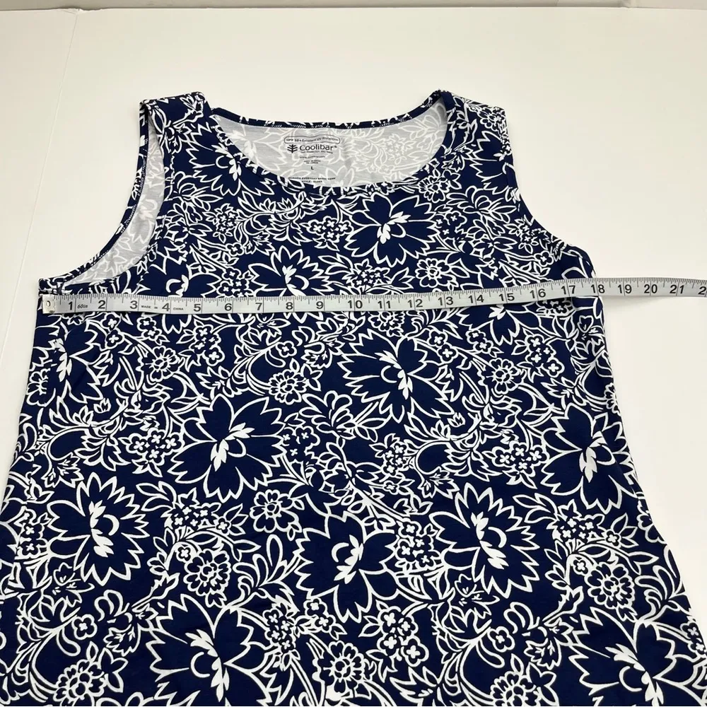 Coolibar Morada Everyday Basic Tank Top UPF 50PLUS Women’s Size Large Blue White - Image 6