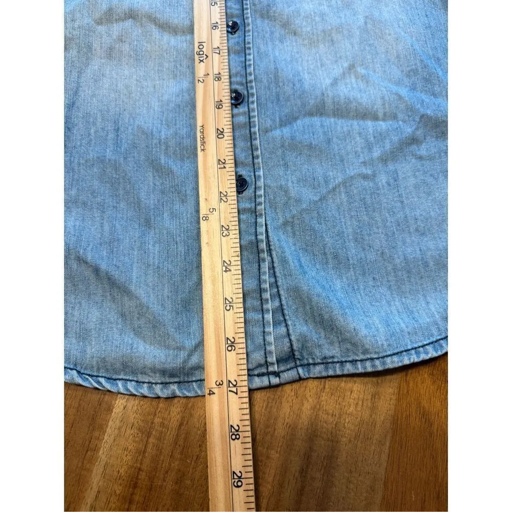 Joe Fresh Coastal Cowgirl Chambray Button Up Long Sleeve Shirt Ranchwear Size M - Image 6